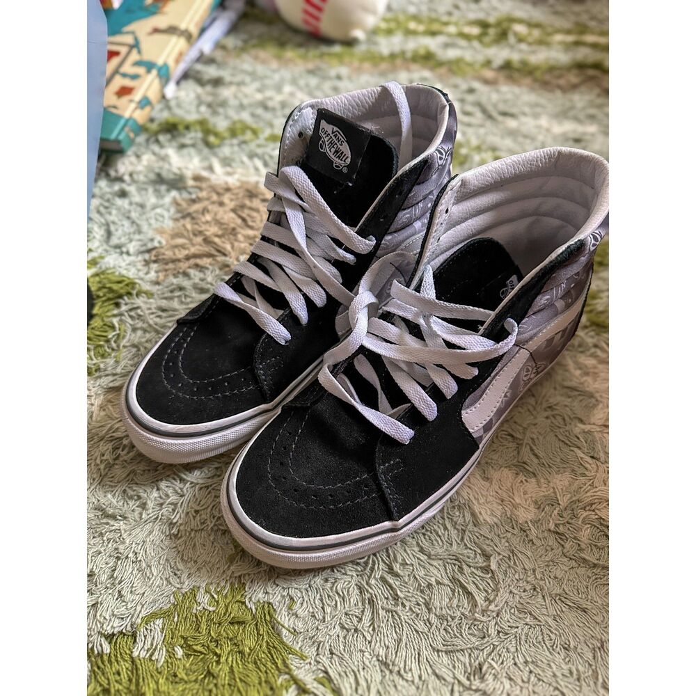 Vans Sk8 Hi Better Together Black and White Sneakers with Graffiti Graphics W 7 - Picture 3 of 8